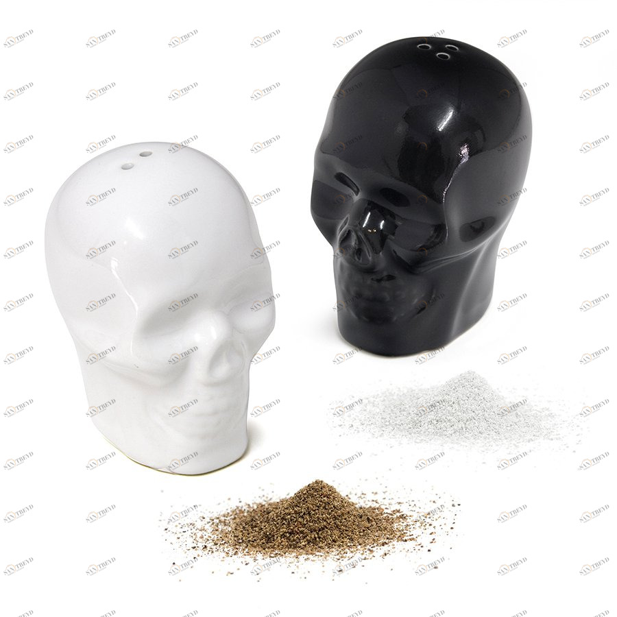 Солонка и перечница керамические разноцветные Skully BALVI ДИЗАЙНЕРСКИЕ 00-3870003 Белый;черный 