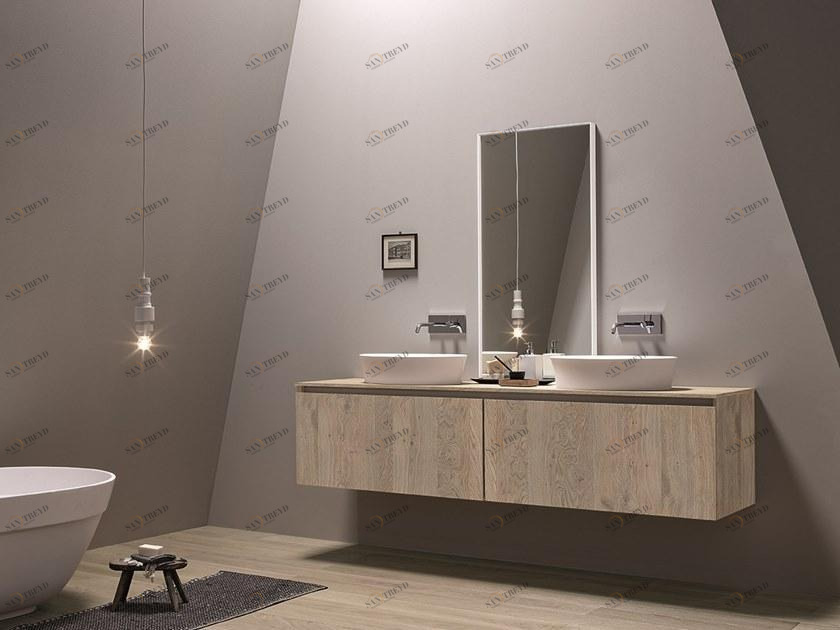 Birex Подвесная тумба под умывальник из фанерованной древесины с зеркалом 45 sun-id-1376484