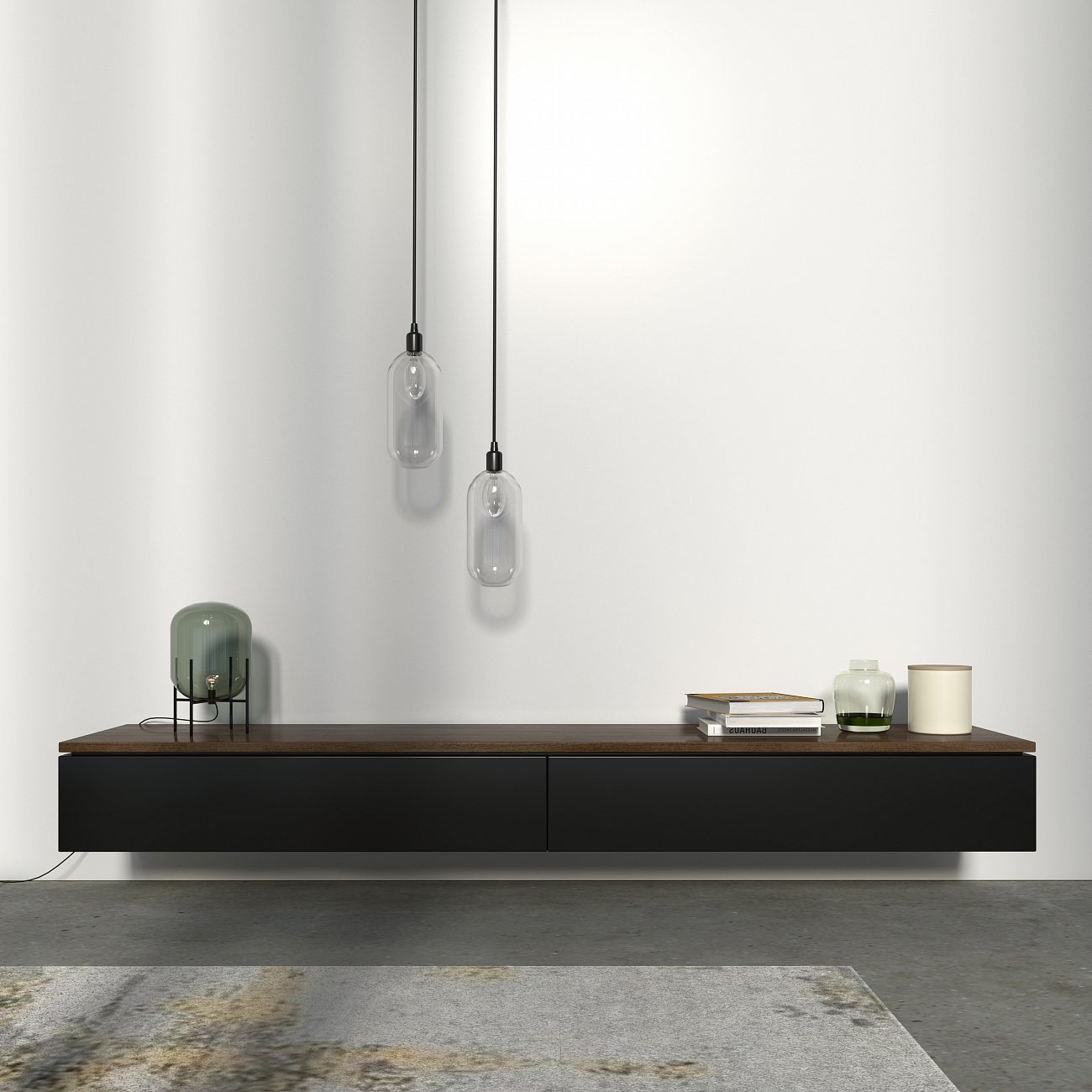 Тумба под телевизор с ящиками черная 180 см Low BRAGIN DESIGN  00-3879359 Черный  - Вид №1