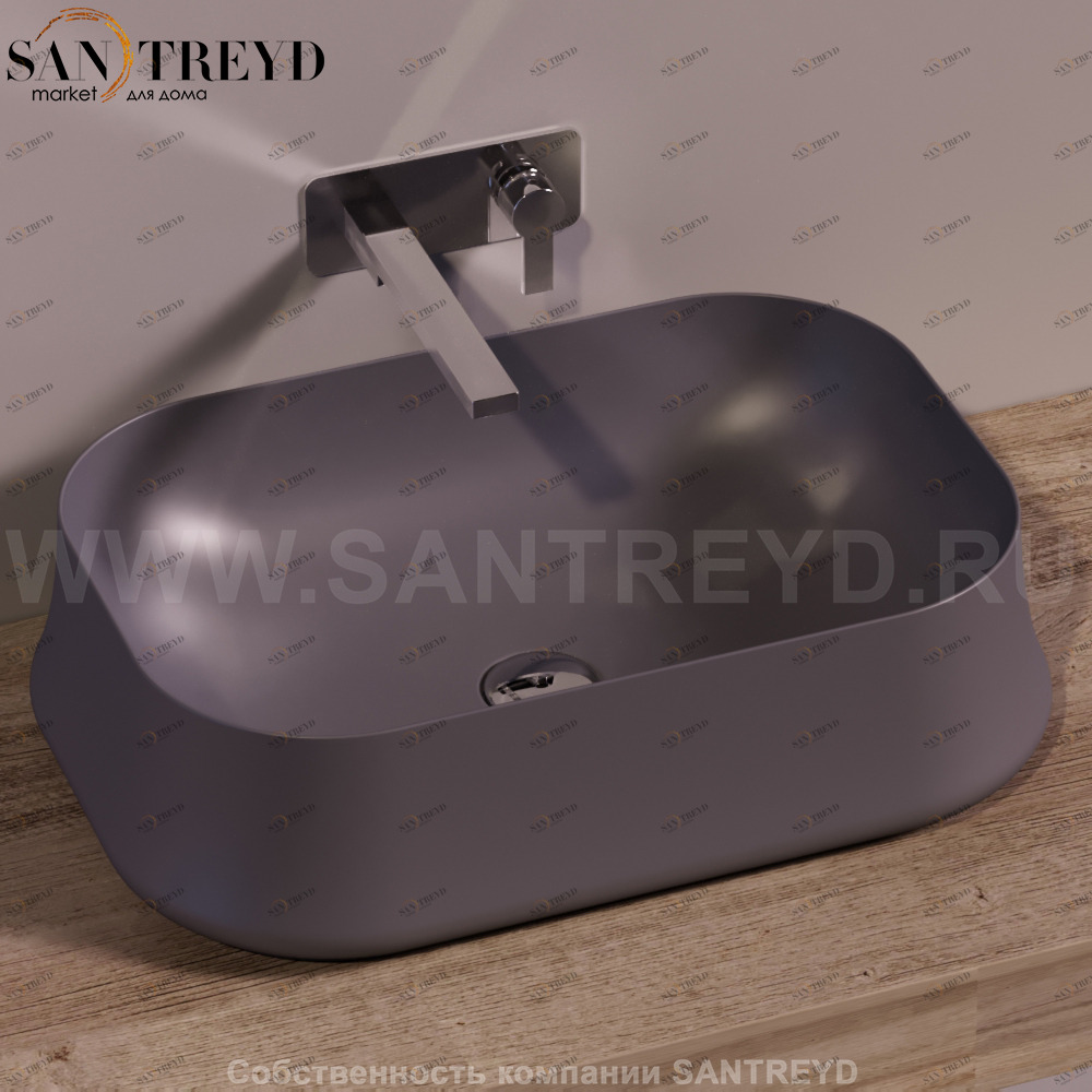 SH08ANTRACITEMATT Накладная раковина на столешницу  прямоугольная Simas Sharp