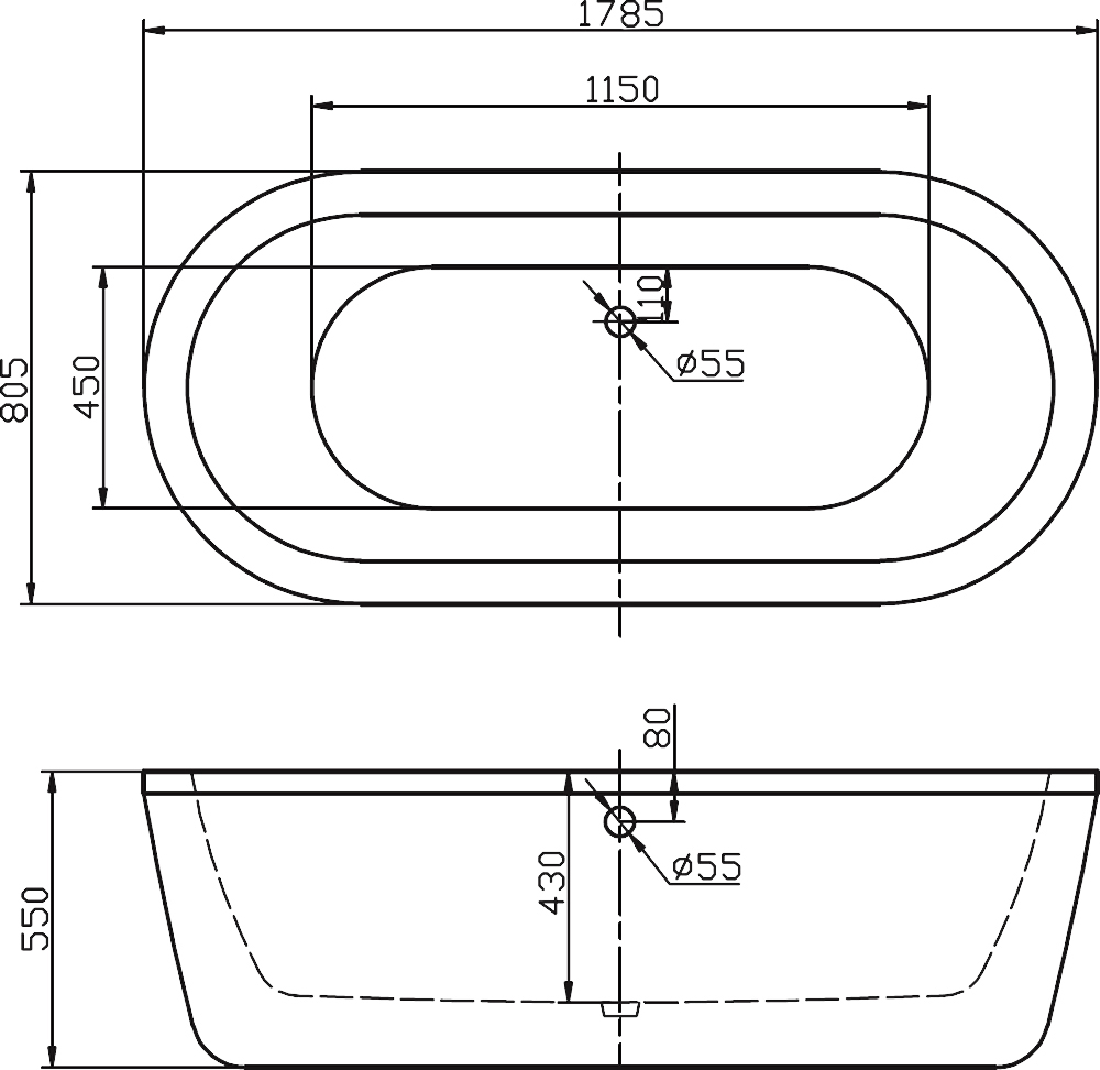 Акриловая ванна BelBagno BB12-1785  - Вид №2