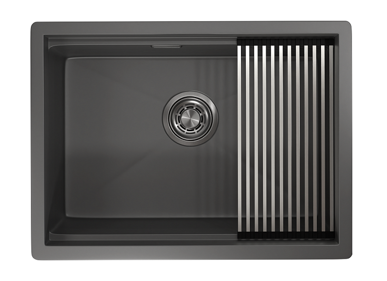KS-6045U, ГРАФИТ МАТОВЫЙ, стальная кухонная мойка KITCHEN SPACE GRANULA KS-6045U-ST359 - Вид №2
