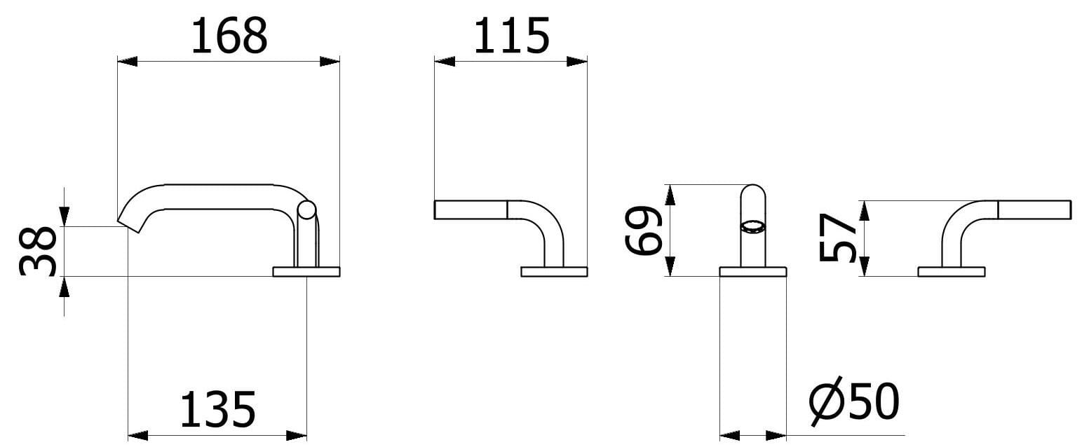 Смеситель для раковины с 3 отверстиями для пола с автоматическим сливом IB Milano Torino ARCH-00099826 - Вид №12