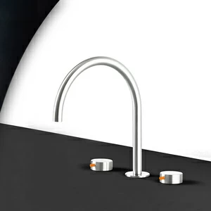 Смеситель для раковины сталь глянцевая с оранжевой ручкой Toki Radomonte TKI25LCIL34