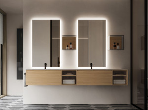 Двойной подвесной туалетный столик с зеркалом