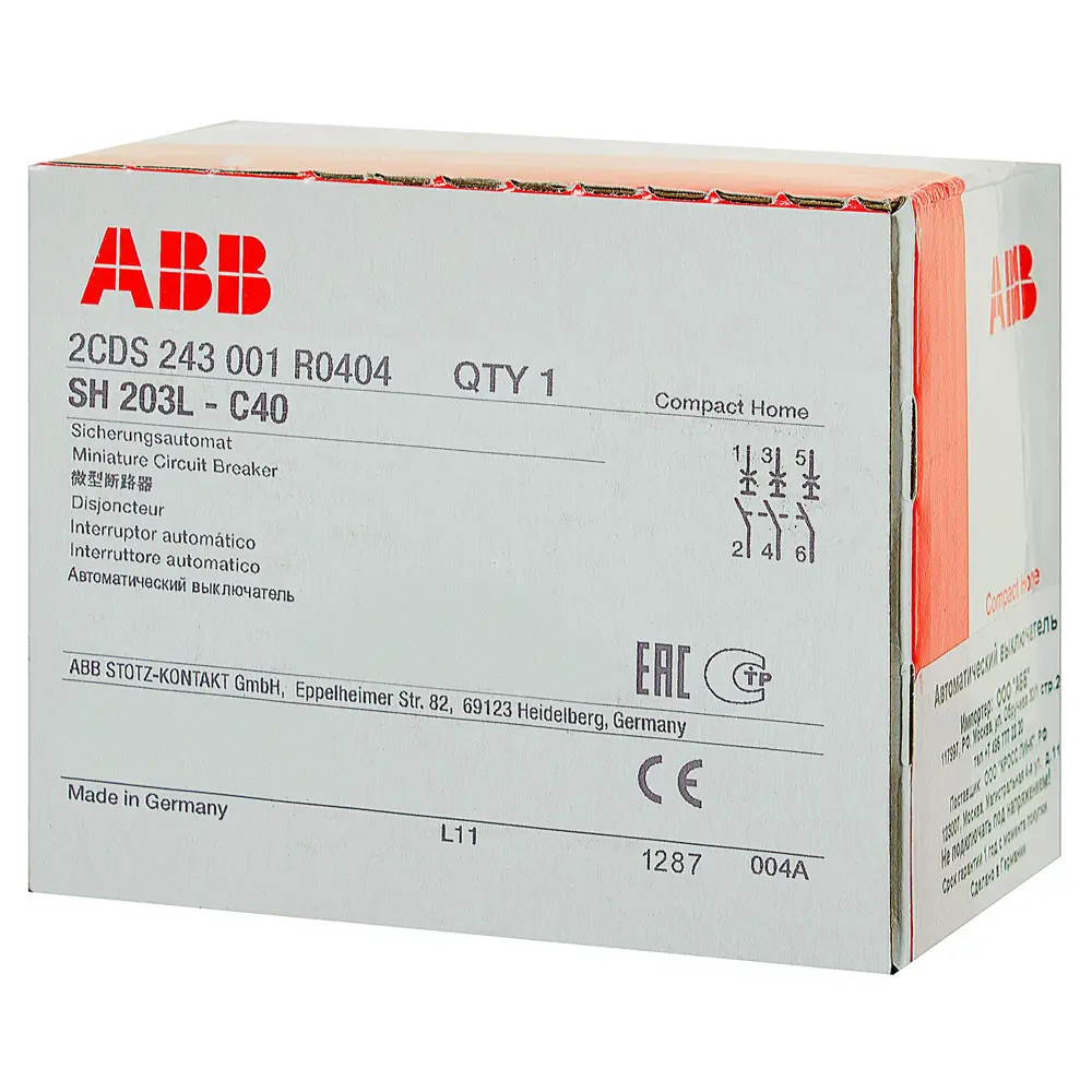 Автоматический выключатель ABB SH203L 3P C40 А 4.5 кА 2CDS243001R0404 10061966 STLM-2072117  - Вид №3