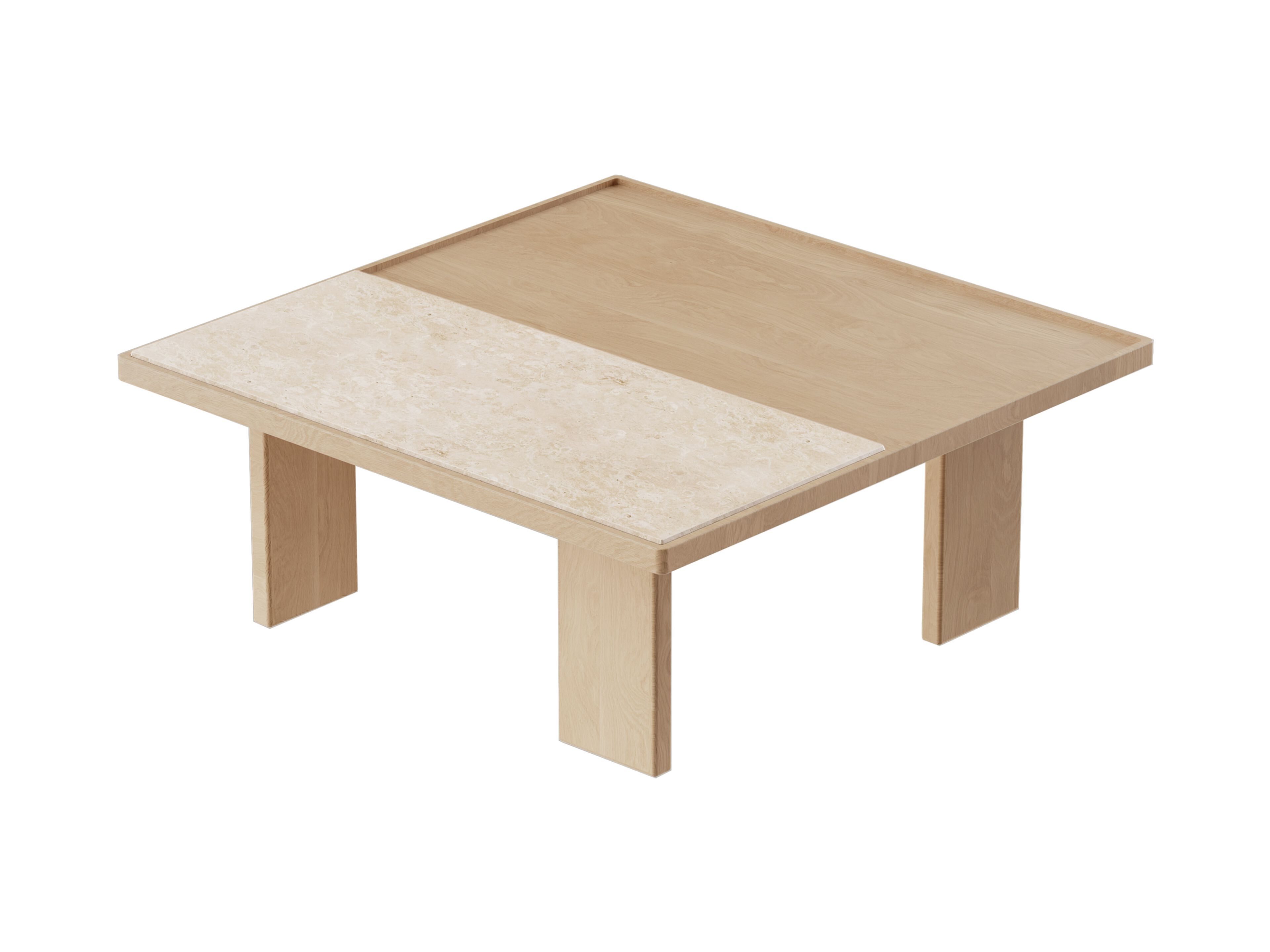 Квадратный журнальный столик из дерева и травертина Noah Living Piet ARCH-00082142 - Вид №3