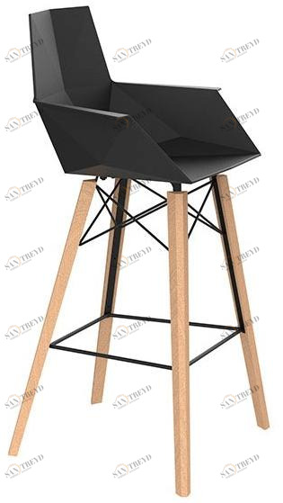 VONDOM Барный стул из полипропилена с подлокотниками Faz wood 54302, 54302f