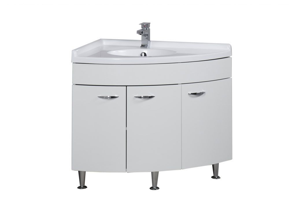 Тумба с раковиной Aquanet Корнер 89 L белый (закрытая) 0015882400158988 - Вид №1