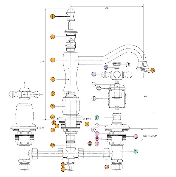 540720PN06 Смеситель Bandini Antica Santreyd - Вид №2