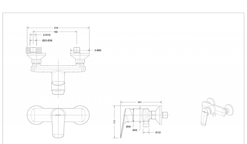 Смеситель для душа Rhein F9429564BW-01-ENG bravat  - Вид №1