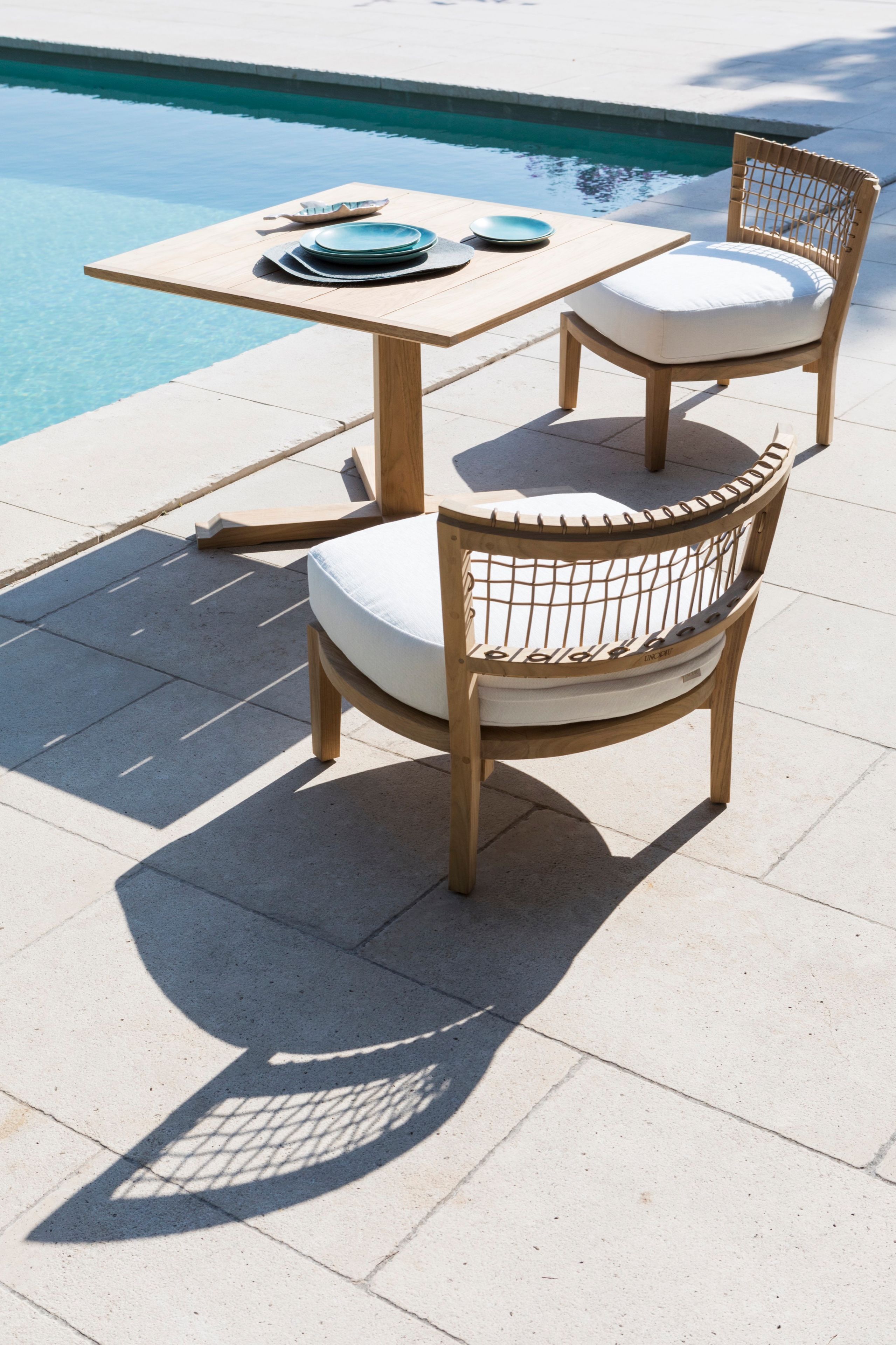 Квадратный стол из тикового дерева со спицами Unopiù ARCH-00000698 - Вид №1