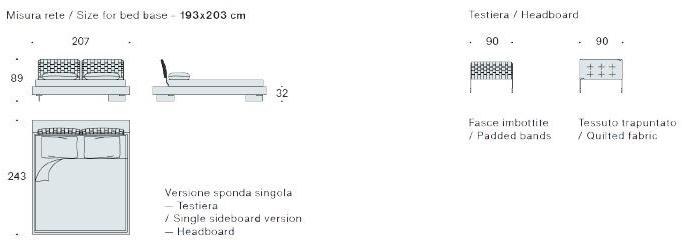 Saba Italia Двуспальная кровать с обивкой из ткани Limes sun-id-1504063 - Вид №8