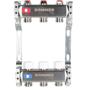 Коллектор без расходомеров Rommer 1"x3/4" 3 выхода нержавеющая сталь RMS-3200-000003