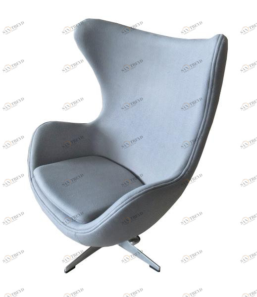 Кресло мягкое с ушами светло-серое матовое с состариванием Egg Chair BRADEX HOME  00-3974050 Серый 