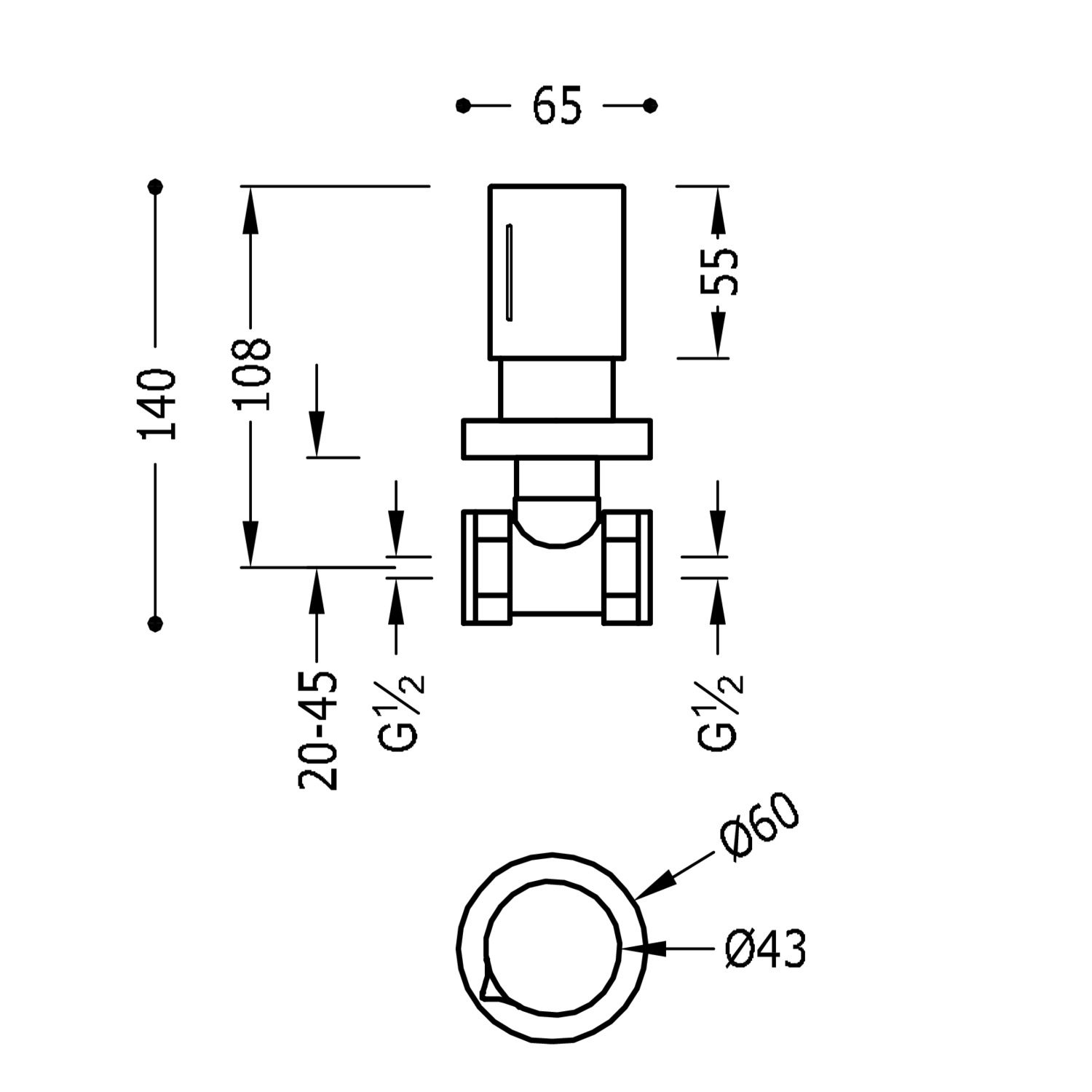 ЛОФТ встраиваемый торцевой ключ-06115501OM TRES  - Вид №1