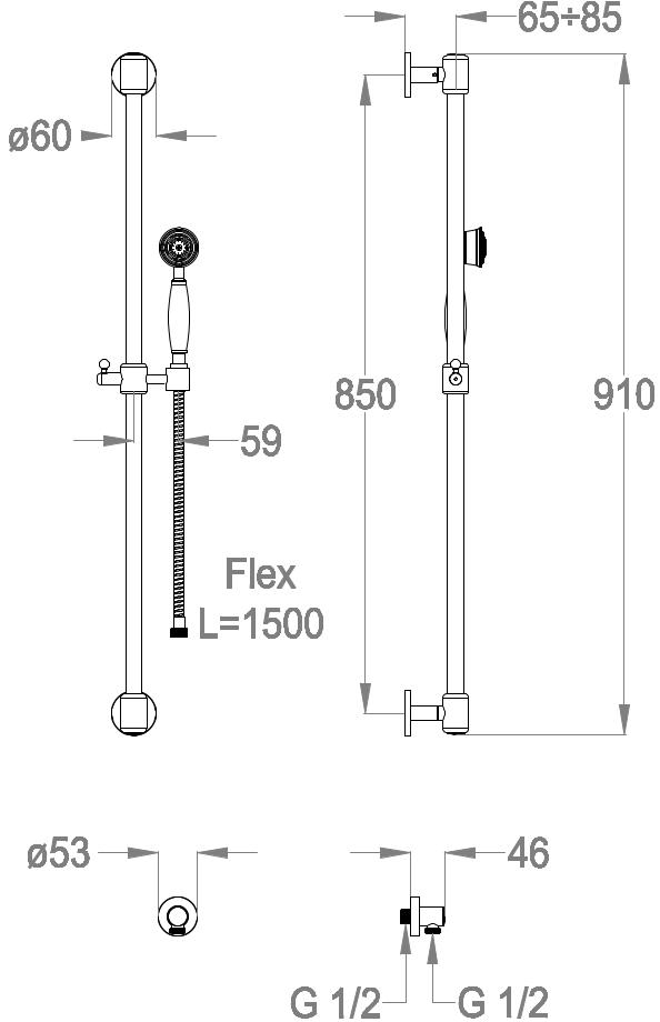 Fir Italia Поручень с ручным душем Aste saliscendi 1400996 - Вид №1