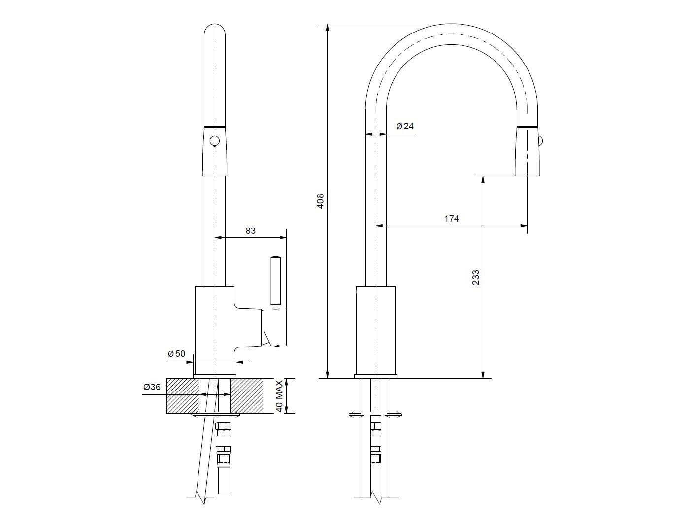 Однорычажный кухонный смеситель со съемным ручным душем и поворотным изливом Gaia Mobili Complements ARCH-00052577 - Вид №2