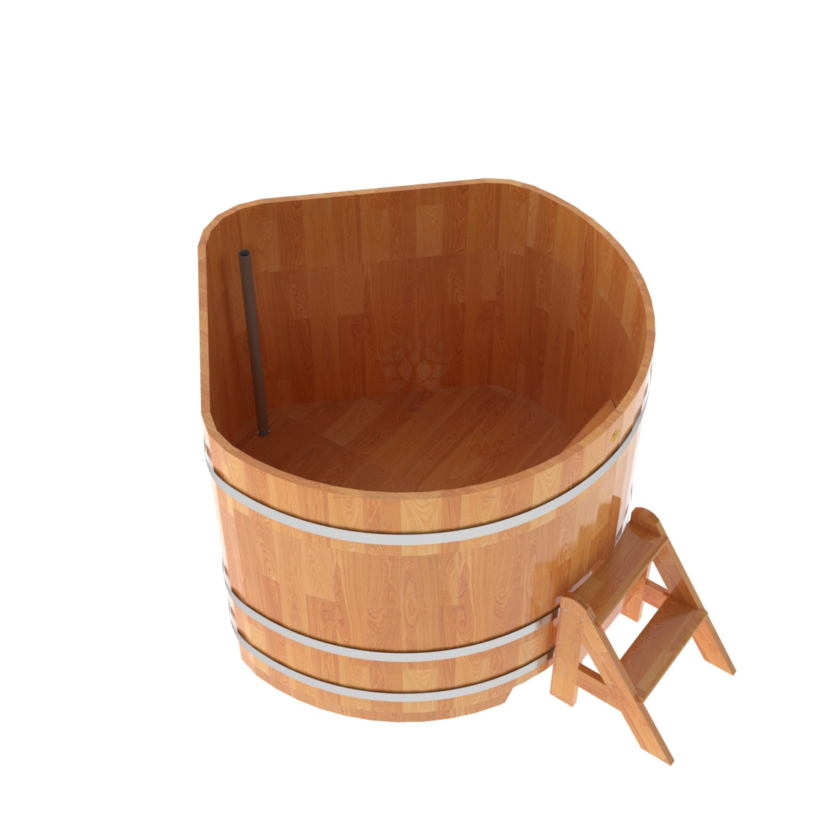 1584 Купель угловая из сращенных ламелей лиственницы 1,37х1,37х1,1 натуральная Alyarus  - Вид №2