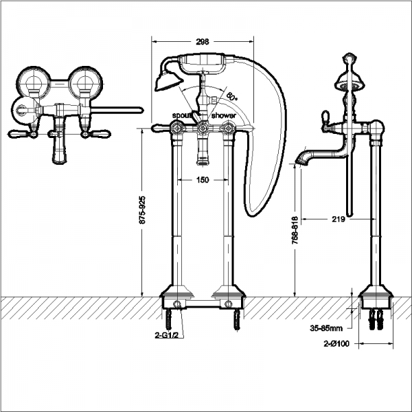 Отдельностоящий смеситель Zollern F65193CP bravat  - Вид №1