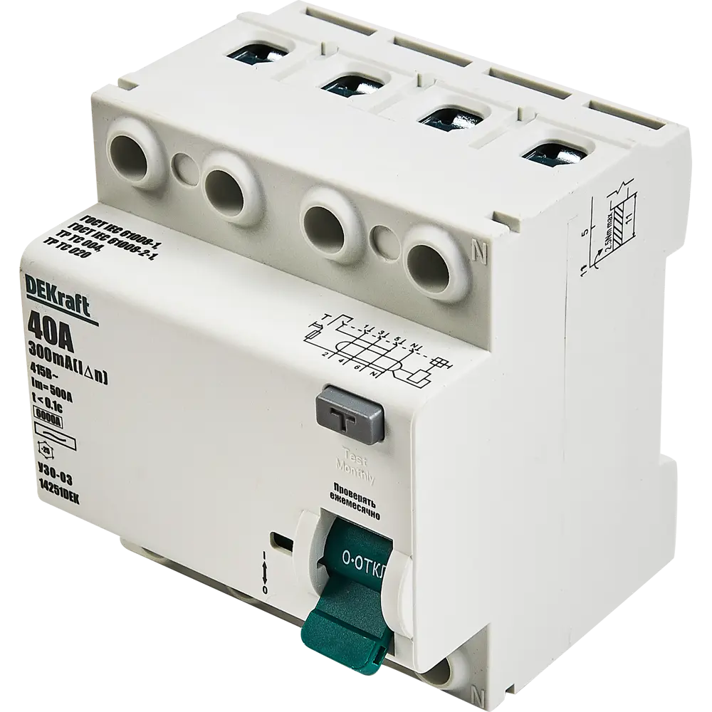 УЗО DEKraft ВДТ-03 4P 40А 300мА - защита от токов утечки и возгораний 88461154 STLM-1101211