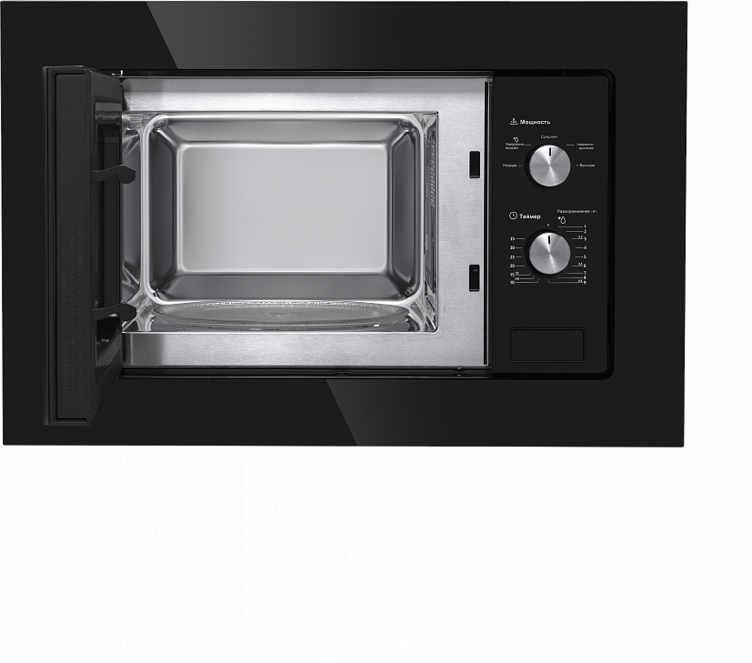 MBMO.20.1PGB Встраиваемая микроволновая печь jbmo.20.5grbg/ 60 см, 595x343,5x388 мм, механическое управление, 20 л, 1250 вт, черный цвет Maunfeld Santreyd  - Вид №1