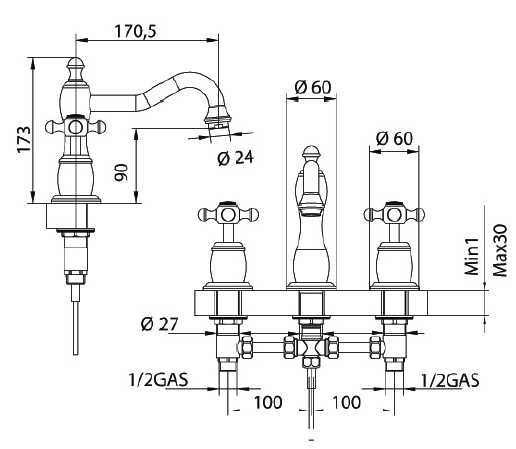 540720PN06 Смеситель Bandini Antica Santreyd - Вид №1