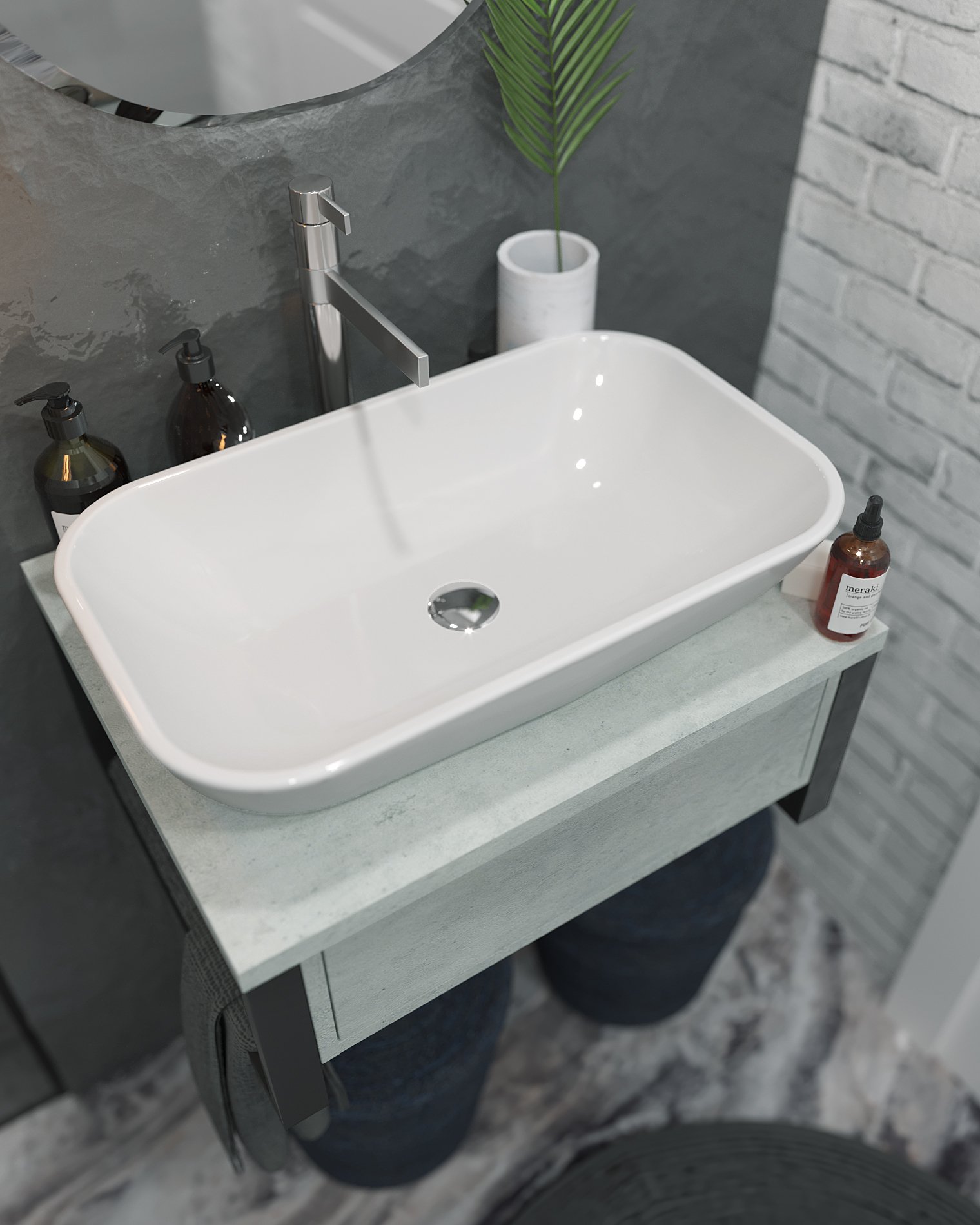 Тумба GRUNGE LOFT 60П 1в.я Бетон светлый 1 Marka Ц0000001582 - Вид №3