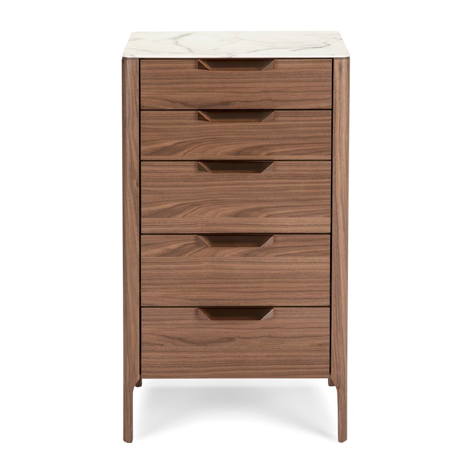 Комод деревянный высокий с 5 ящиками орех CP1806-A от Angel Cerda ANGEL CERDA ДИЗАЙНЕРСКИЕ 321300 Коричневый;орех  - Вид №2