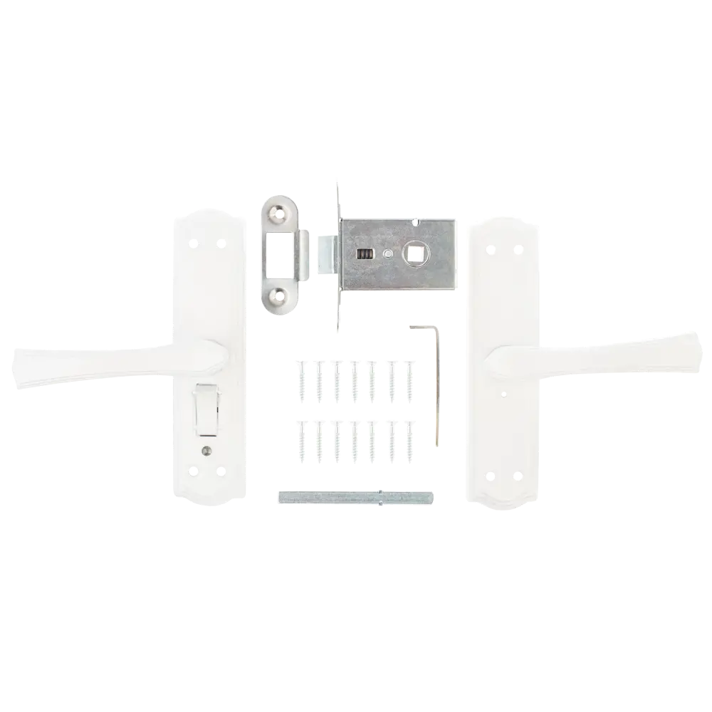 Дверная ручка на планке с защелкой с фиксацией Avers ЗЩ1Д-2-6 190x54 мм белая STLM-2011963 - Вид №1
