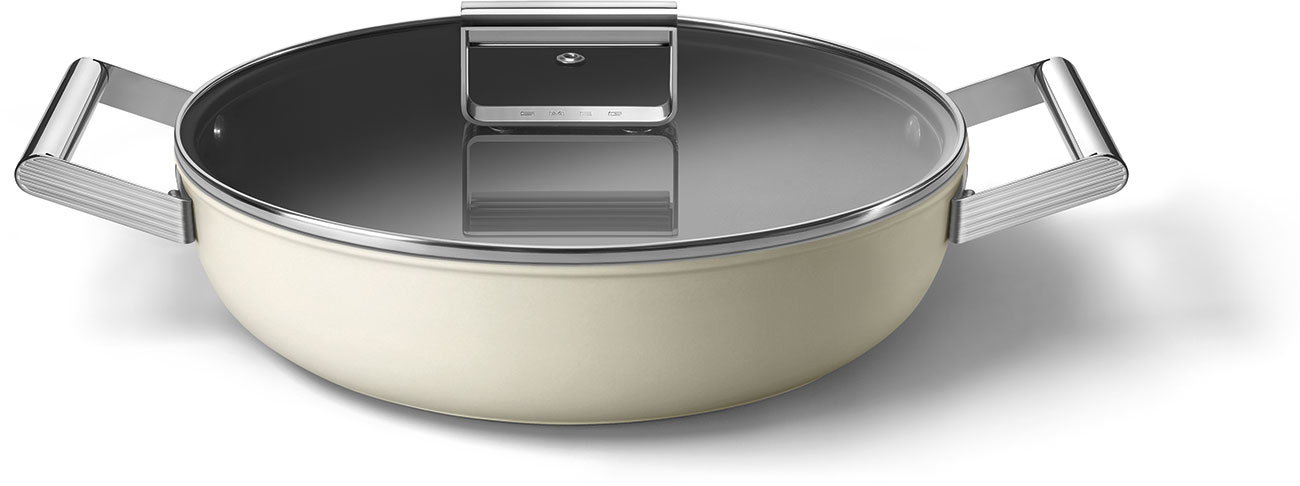 CKFD2811CRM Посуда / глубокая сковорода с двумя ручками и крышкой, 28 см, кремовая SMEG  - Вид №3