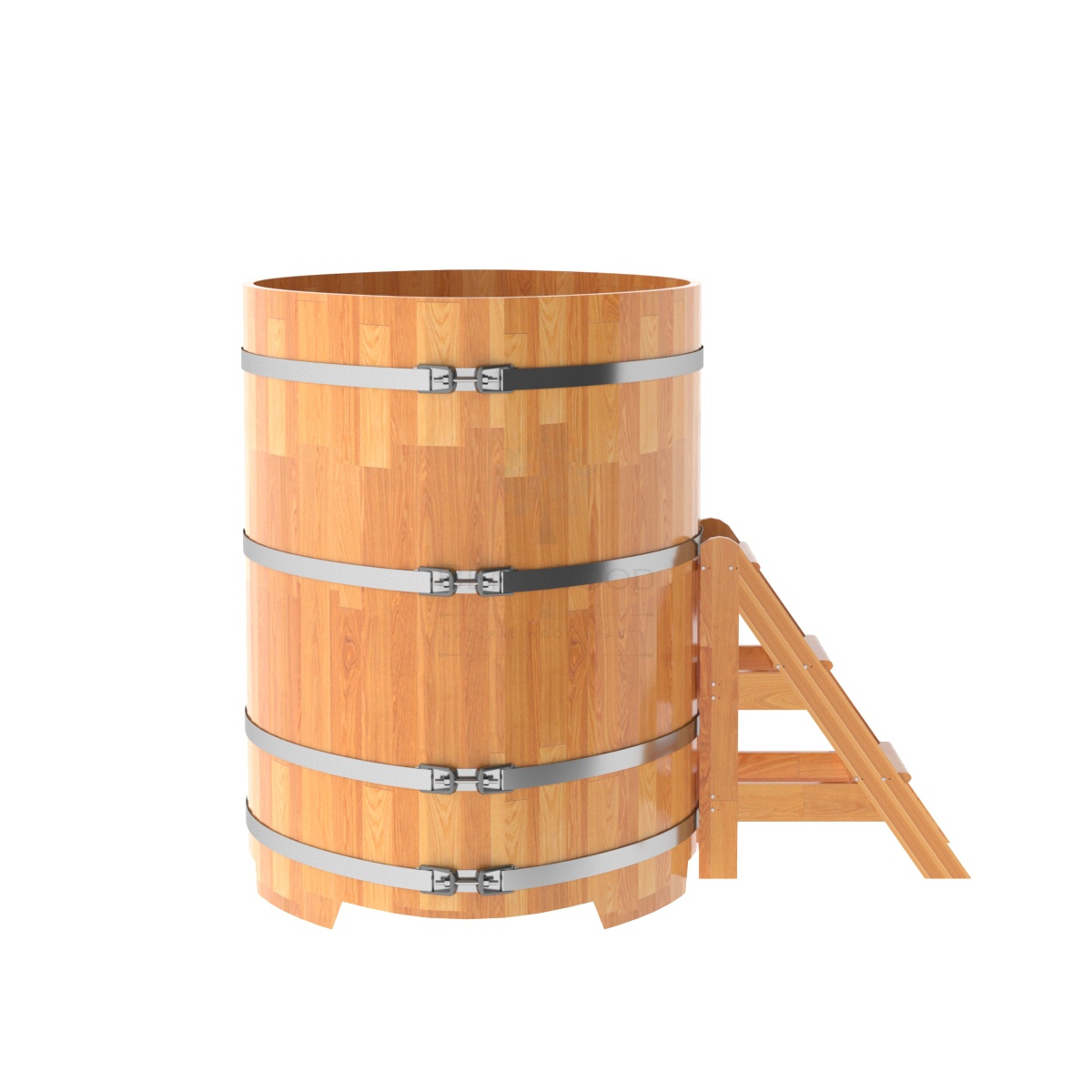 1543 Купель овальная из сращенных ламелей лиственницы 1,08х1,75х1,4 натуральная Alyarus  - Вид №2