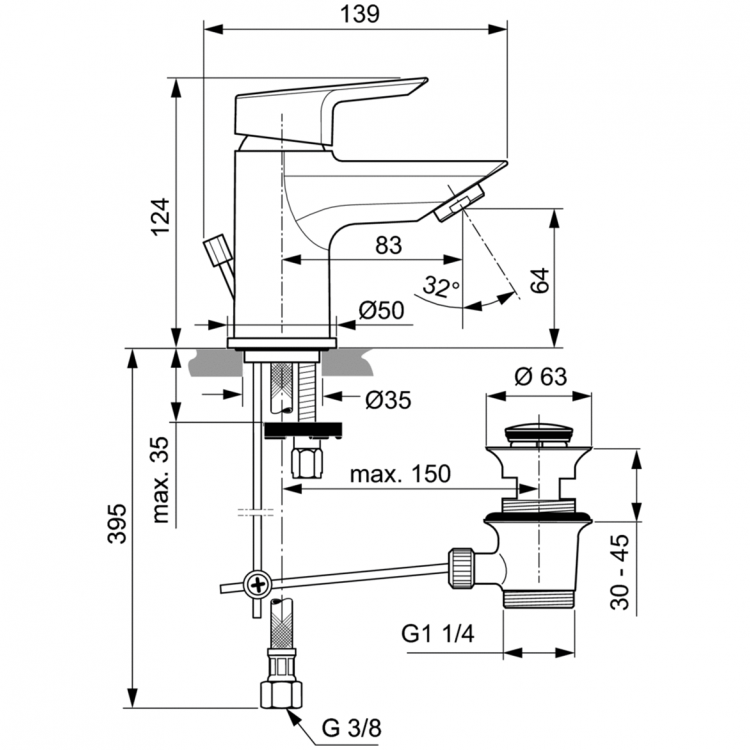 A6566AA Смеситель для раковины Ideal Standard TESI - Вид №4
