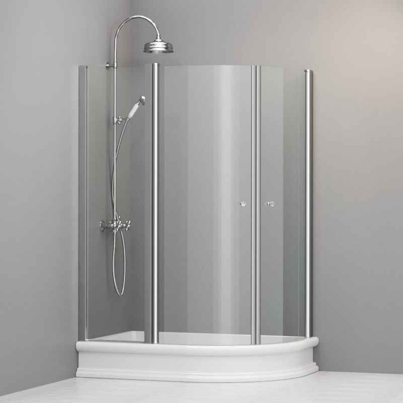 9137T0 Душевая кабина четверть круга DX для поддона 80*120 DX, цвет Хромированный Kerasan RETRO Италия 