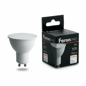 Лампа светодиодная Feron.PRO MR16 G5.3 8W 2700K OSRAM LED LB-1608 38089 FERON  00-3956765 Матовый