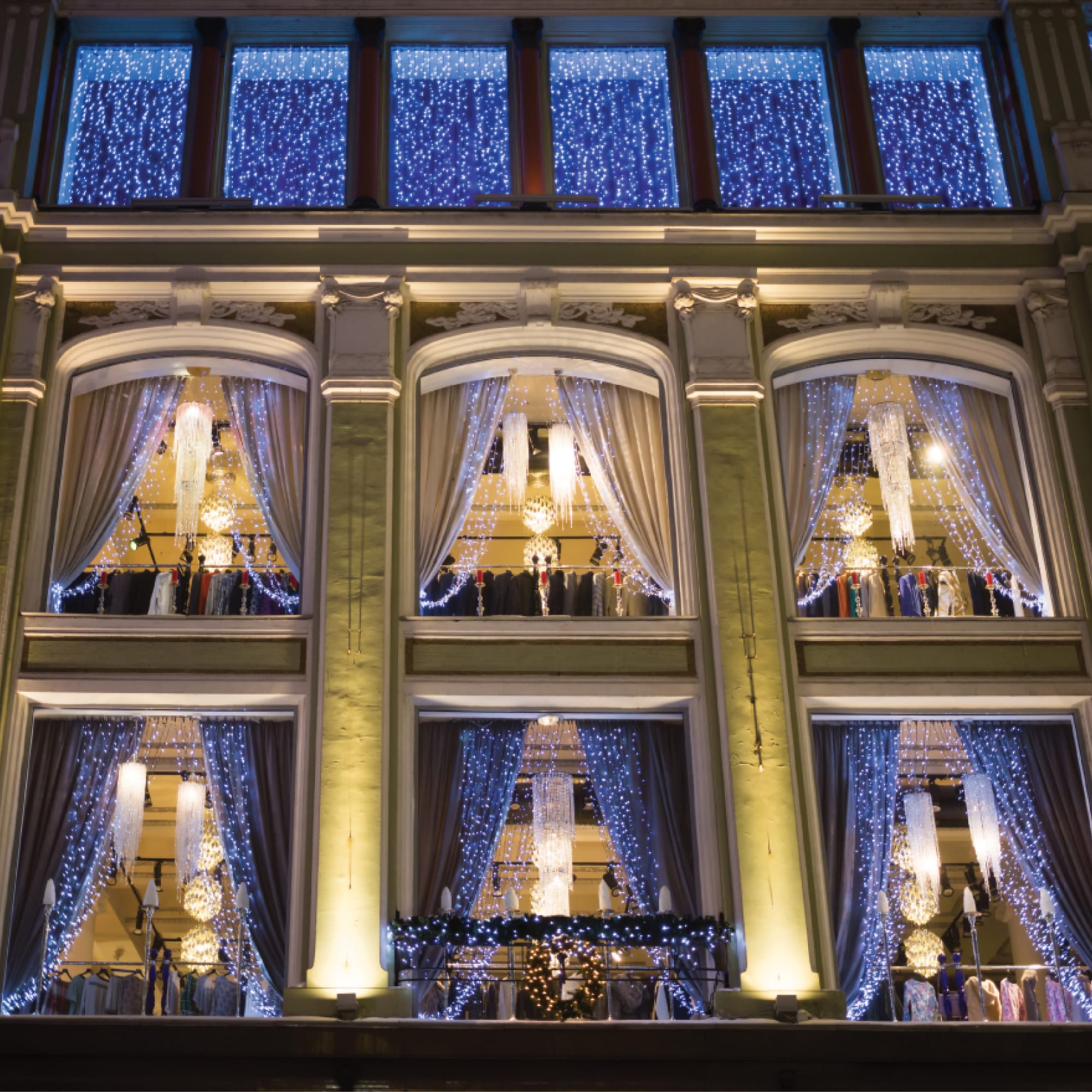 82341999 Электрогирлянда наружная «Занавес» 1x2 м 96 LED 6 нитей холодный белый Santreyd  - Вид №5