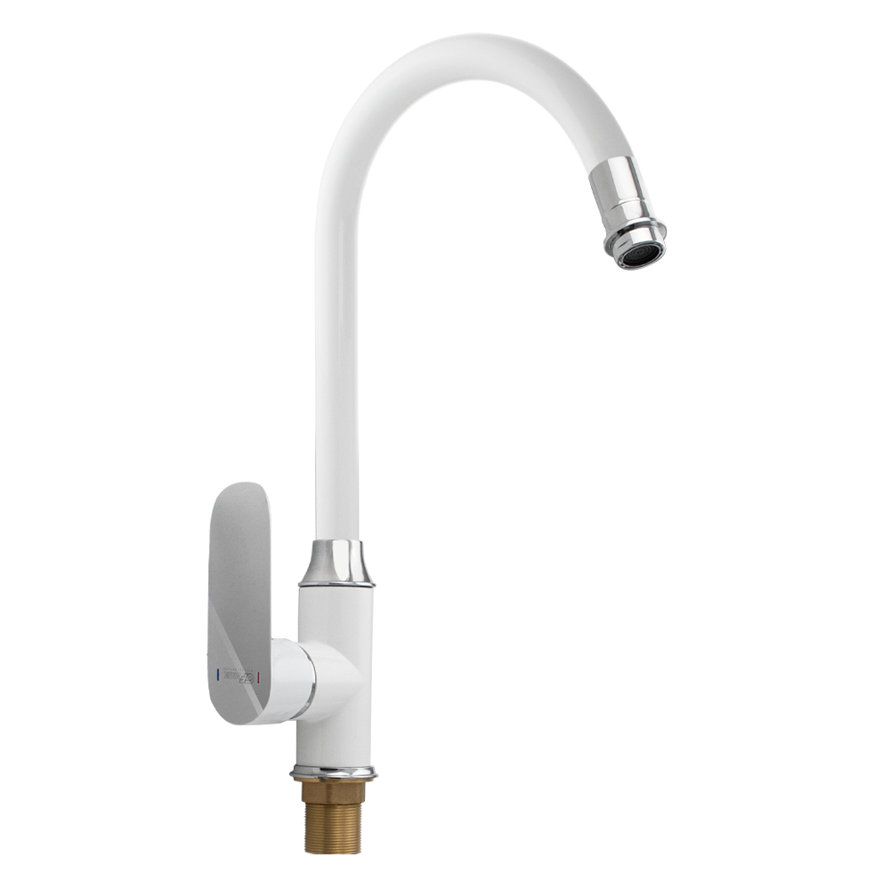 GFmark - Смеситель кухонный, шаровый, боковой, комбинированный, с белой эмалью, код: 5254 