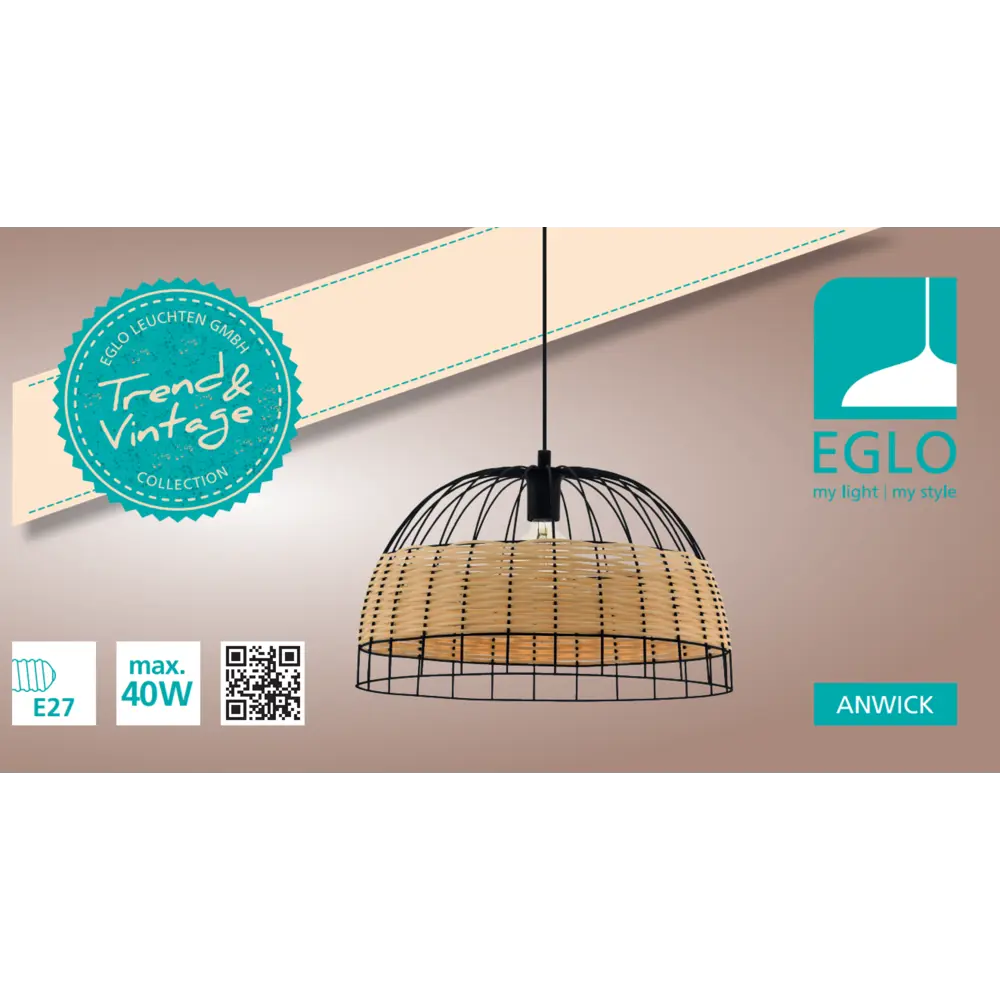 Подвесной светильник Eglo Carlton E27 60 Вт ø310 мм, цвет черный 82928064 STLM-2066072  - Вид №2