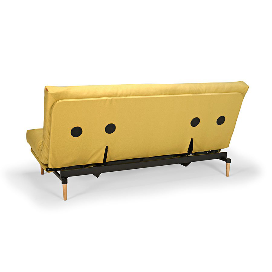 Диван Colpus с матрасом Spring Round, черной металлической рамой и ножками из светлого дерева, жёлты Innovation Living COLPUS554 - Вид №3