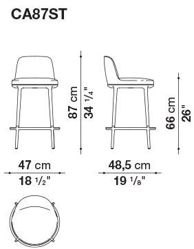 Maxalto Табурет высокий, обитый тканью, со спинкой Caratos sun-id-1432832 - Вид №1