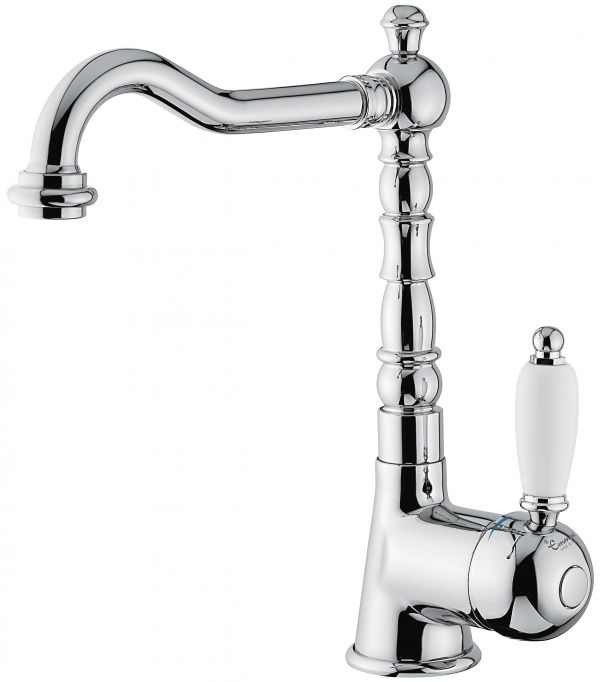 40513BС Смеситель Laguna с донным клапаном для раковины, цвет белый-хром EMMEVI