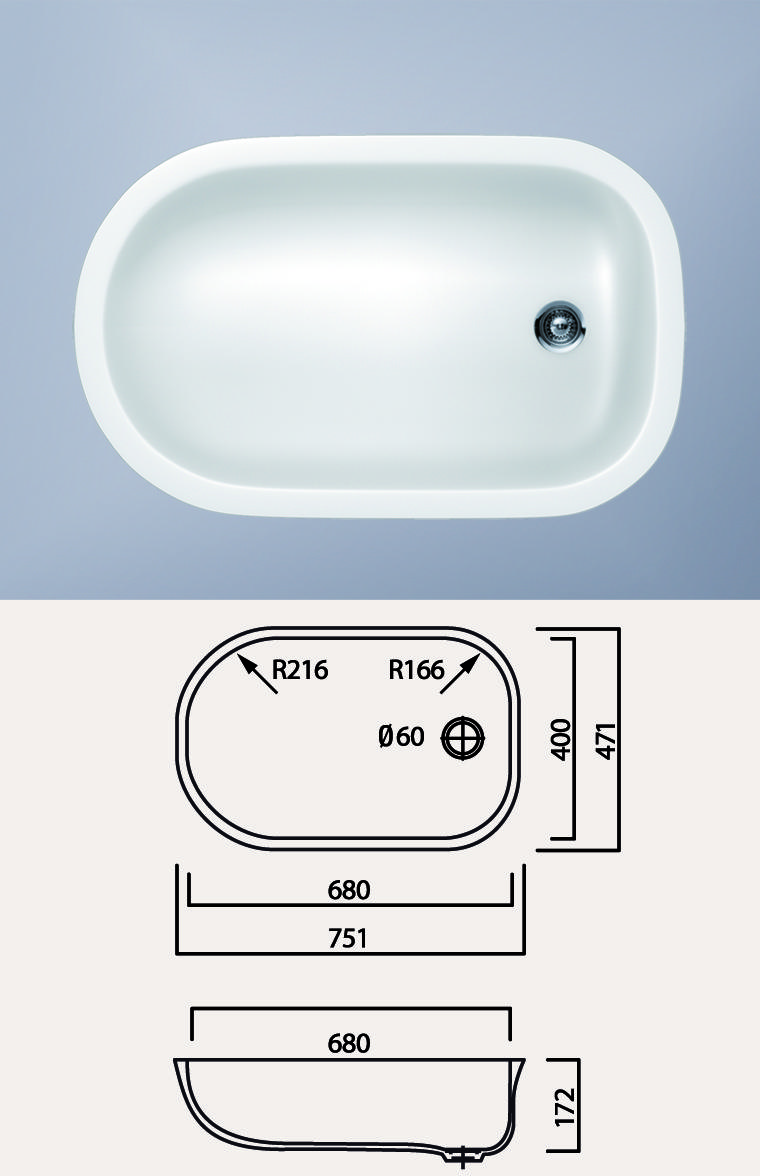 HI-MACS Детская ванночка Hi-macs®  Cb680  - Вид №1