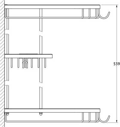 RYN 014 Полочка-решетка с крючками угловая 3-х ярусная 20/20/20 cm FBS Ryna - Вид №1