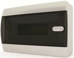 Бокс внешний на 12 модулей Tekfor (черная прозрачная дверь)