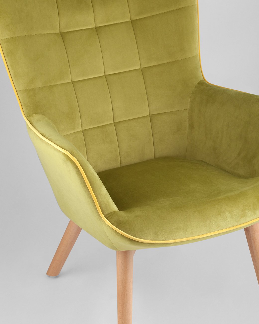 Кресло с мягкими подлокотниками оливковое с деревянными ножками "Манго" STOOL GROUP ДИЗАЙНЕРСКИЕ 00-3946320 Зеленый  - Вид №8