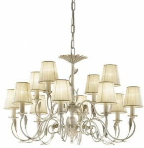 Possoni Illuminazione Старинная бело-золотая люстра с абажурами Greta 1038/8+4