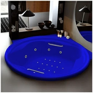 Ванна Gruppo treesse Ninfa V659Q-SI синяя с гидромассажем аэромассажем дезинфекцией и пультом ДУ круглая большая