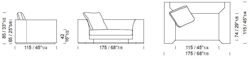 Borzalino 2-х местный бархатный диван Franklin sun-id-1427689 - Вид №3