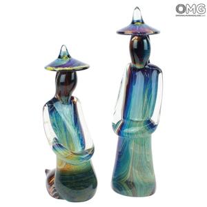 1578 ORIGINALMURANOGLASS Скульптура Китайская пара - автор Andrea Tagliapietra - муранское стекло 10 см