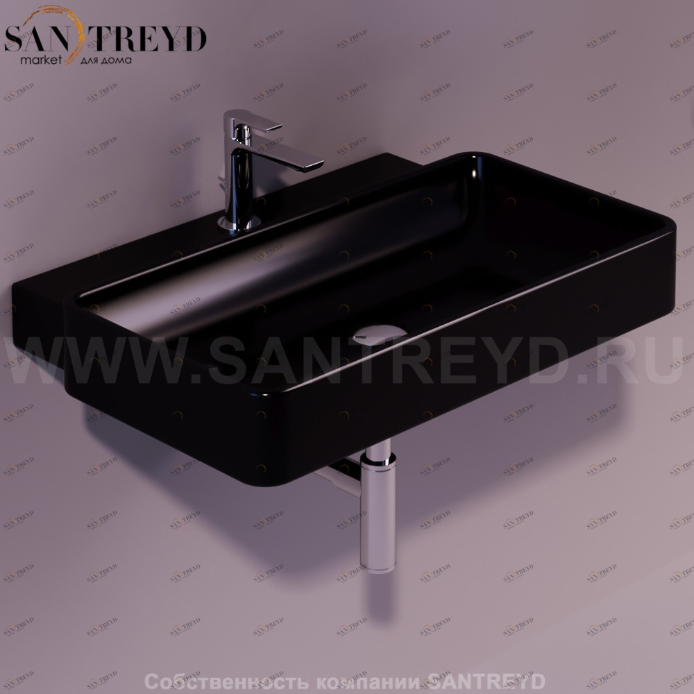 FL01NERO Подвесная раковина настенная прямоугольная Simas Flow черная